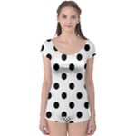 Polka Dots - Black on White Boyleg Leotard (Ladies)