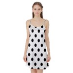 Polka Dots - Black on White Satin Night Slip