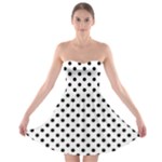 Polka Dots - Black on White Strapless Bra Top Dress