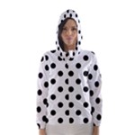 Polka Dots - Black on White Hooded Wind Breaker (Women)