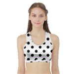 Polka Dots - Black on White Women s Sports Bra with Border