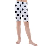 Polka Dots - Black on White Kid s Mid Length Swim Shorts