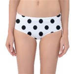 Polka Dots - Black on White Mid-Waist Bikini Bottoms