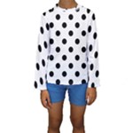 Polka Dots - Black on White Kid s Long Sleeve Swimwear