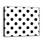 Polka Dots - Black on White Deluxe Canvas 20  x 16  (Stretched)
