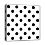 Polka Dots - Black on White Mini Canvas 8  x 8  (Stretched)