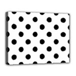 Polka Dots - Black on White Canvas 14  x 11  (Stretched)