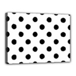 Polka Dots - Black on White Canvas 16  x 12  (Stretched)