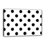 Polka Dots - Black on White Canvas 18  x 12  (Stretched)