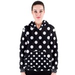 Polka Dots - White on Black Women s Zipper Hoodie