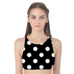 Polka Dots - White on Black Tank Bikini Top