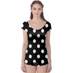 Polka Dots - White on Black Boyleg Leotard (Ladies)
