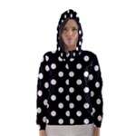 Polka Dots - White on Black Hooded Wind Breaker (Women)