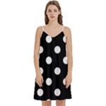 Polka Dots - White on Black Women s Reversible Sports Bra with Border