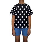 Polka Dots - White on Black Kid s Short Sleeve Swimwear