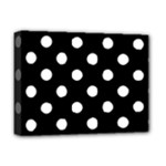Polka Dots - White on Black Deluxe Canvas 16  x 12  (Stretched)