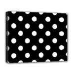 Polka Dots - White on Black Deluxe Canvas 20  x 16  (Stretched)