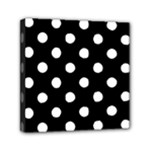 Polka Dots - White on Black Mini Canvas 6  x 6  (Stretched)
