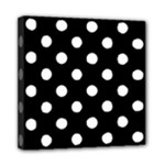 Polka Dots - White on Black Mini Canvas 8  x 8  (Stretched)