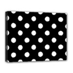 Polka Dots - White on Black Canvas 14  x 11  (Stretched)