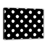Polka Dots - White on Black Canvas 16  x 12  (Stretched)