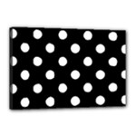 Polka Dots - White on Black Canvas 18  x 12  (Stretched)