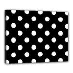 Polka Dots - White on Black Canvas 20  x 16  (Stretched)