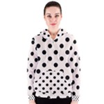 Polka Dots - Black on Seashell Women s Zipper Hoodie