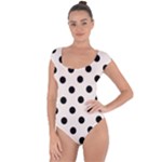 Polka Dots - Black on Seashell Short Sleeve Leotard (Ladies)