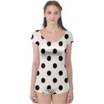 Polka Dots - Black on Seashell Boyleg Leotard (Ladies)