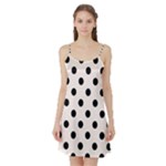 Polka Dots - Black on Seashell Satin Night Slip