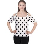 Polka Dots - Black on Seashell Women s Cutout Shoulder Tee