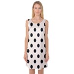 Polka Dots - Black on Seashell Sleeveless Satin Nightdress