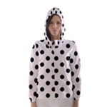 Polka Dots - Black on Seashell Hooded Wind Breaker (Women)