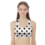 Polka Dots - Black on Seashell Women s Sports Bra with Border