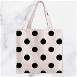 Polka Dots - Black on Seashell Zipper Grocery Tote Bag