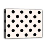 Polka Dots - Black on Seashell Deluxe Canvas 16  x 12  (Stretched)