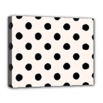 Polka Dots - Black on Seashell Deluxe Canvas 20  x 16  (Stretched)