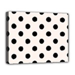 Polka Dots - Black on Seashell Deluxe Canvas 20  x 16  (Stretched)