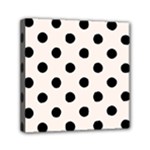 Polka Dots - Black on Seashell Mini Canvas 6  x 6  (Stretched)