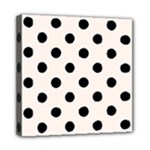 Polka Dots - Black on Seashell Mini Canvas 8  x 8  (Stretched)