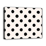 Polka Dots - Black on Seashell Canvas 14  x 11  (Stretched)