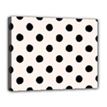 Polka Dots - Black on Seashell Canvas 14  x 11  (Stretched)