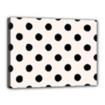 Polka Dots - Black on Seashell Canvas 16  x 12  (Stretched)