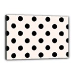 Polka Dots - Black on Seashell Canvas 18  x 12  (Stretched)