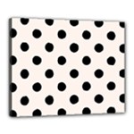 Polka Dots - Black on Seashell Canvas 20  x 16  (Stretched)