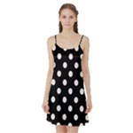 Polka Dots - Seashell on Black Satin Night Slip