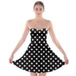 Polka Dots - Seashell on Black Strapless Bra Top Dress