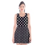 Polka Dots - Seashell on Black Scoop Neck Skater Dress