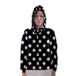 Polka Dots - Seashell on Black Hooded Wind Breaker (Women)